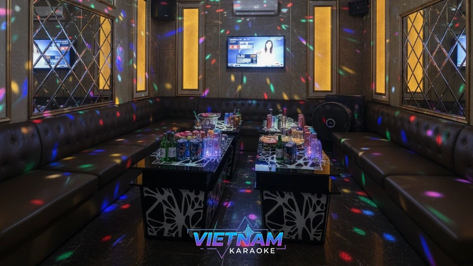 거울 장식과 조명이 있는 룸