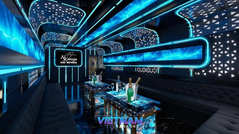 번개 무늬 조명의 가라오케 인테리어